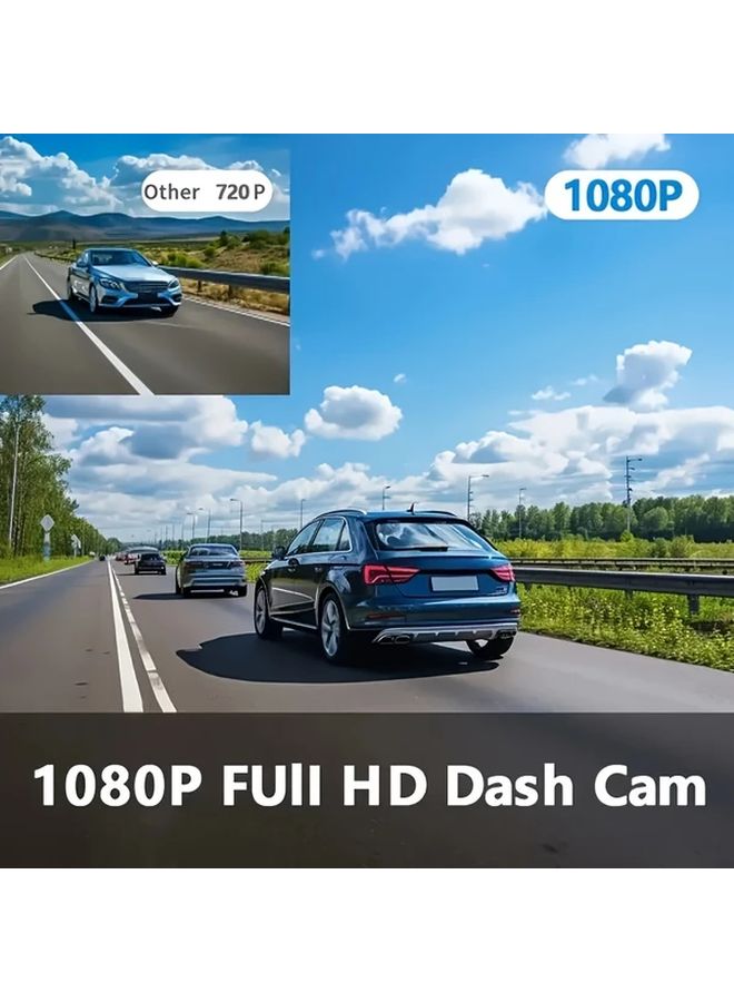 كاميرا داش مزدوجة العدسة بدقة 1080P مع بطاقة TF سعة 32 جيجابايت، رؤية ليلية، تسجيل دائري، كشف الحركة - Image 4